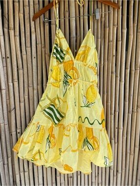 Sabo Skirt Yellow Print Backless Sundress